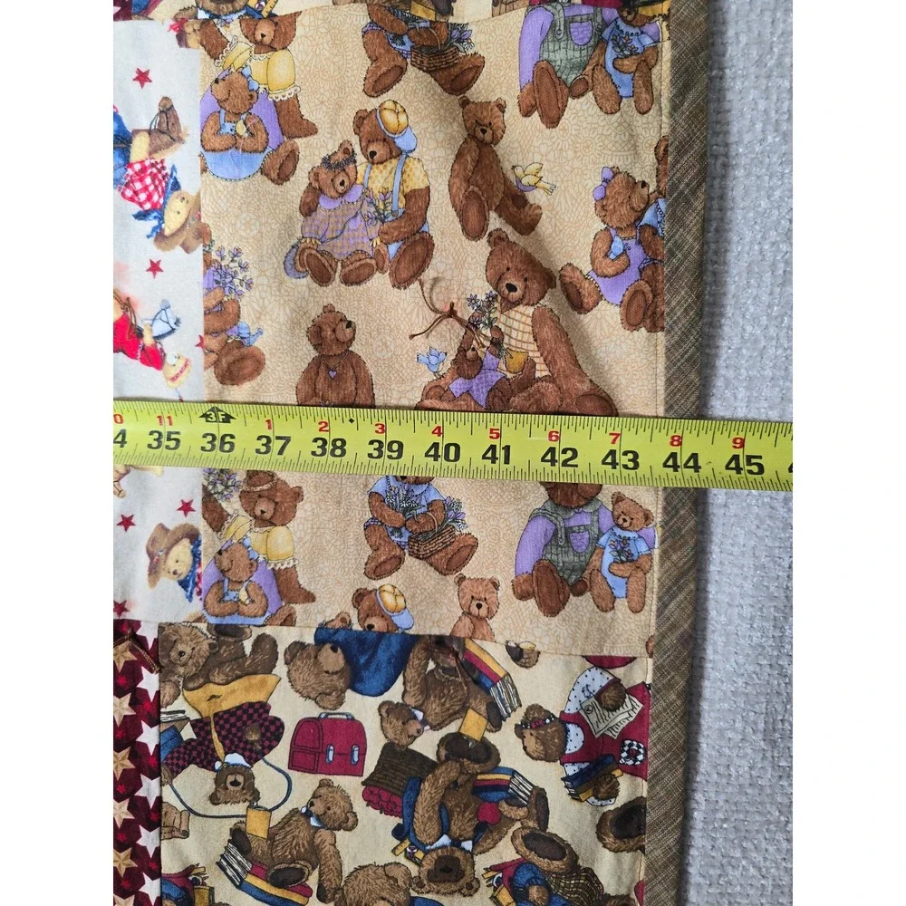Vintage Teddy Bear‎ Patchwork Quilt Star Plaid Boho Retro Nursery Throw 44x61